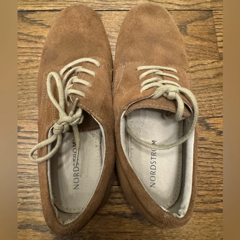 Nordstrom Boys Brown Suede Lace-Up Oxford Shoes Size 5M Casual Dress Derby